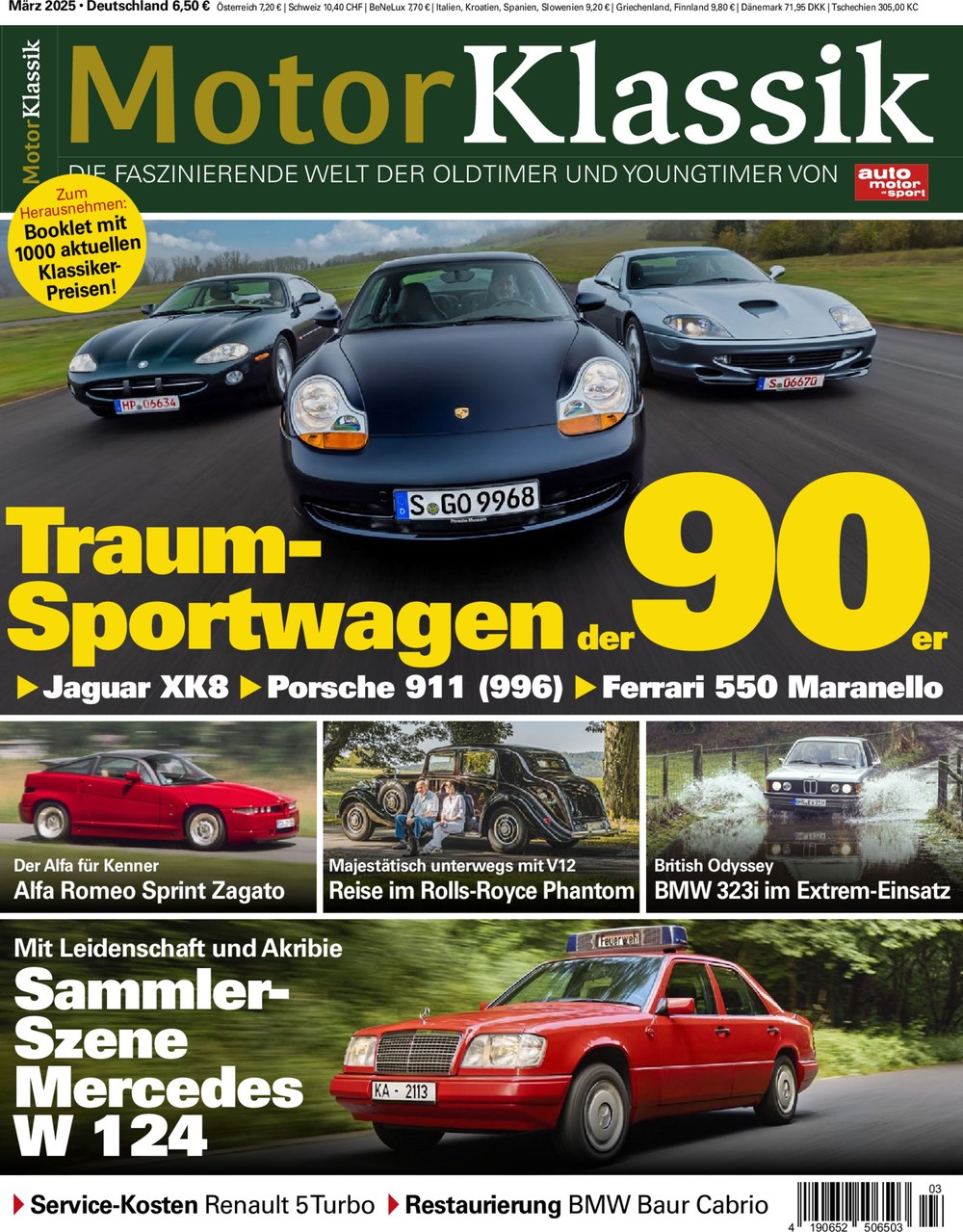 Motor Klassik Magazin Deutschland 2025-03 Traumsportwagen Der 90er Porsche 911 996 Jaguar XK8