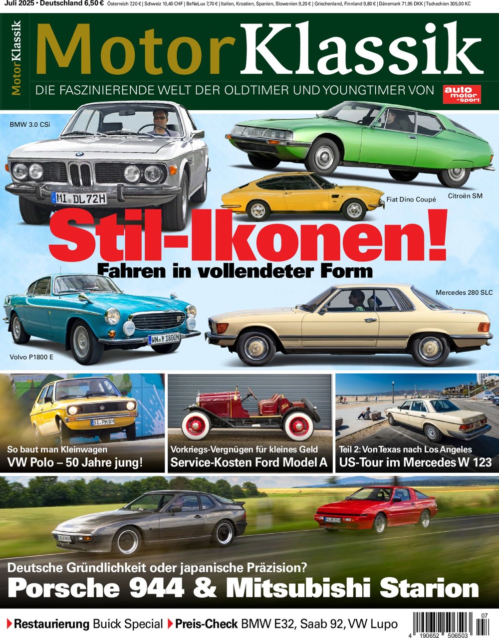 Motor Klassik Magazin Deutschland 2025-07 Oldtimer Youngtimer Stil-Ikonen