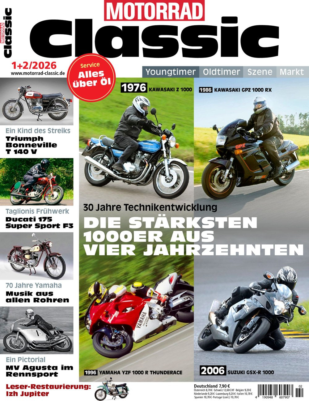 Motorrad Classic Magazin Deutschland 2026-02 Kawasaki Z 1000 Kawasaki GPZ 1000 RX Yamaha YZF 1000 R Thunderace