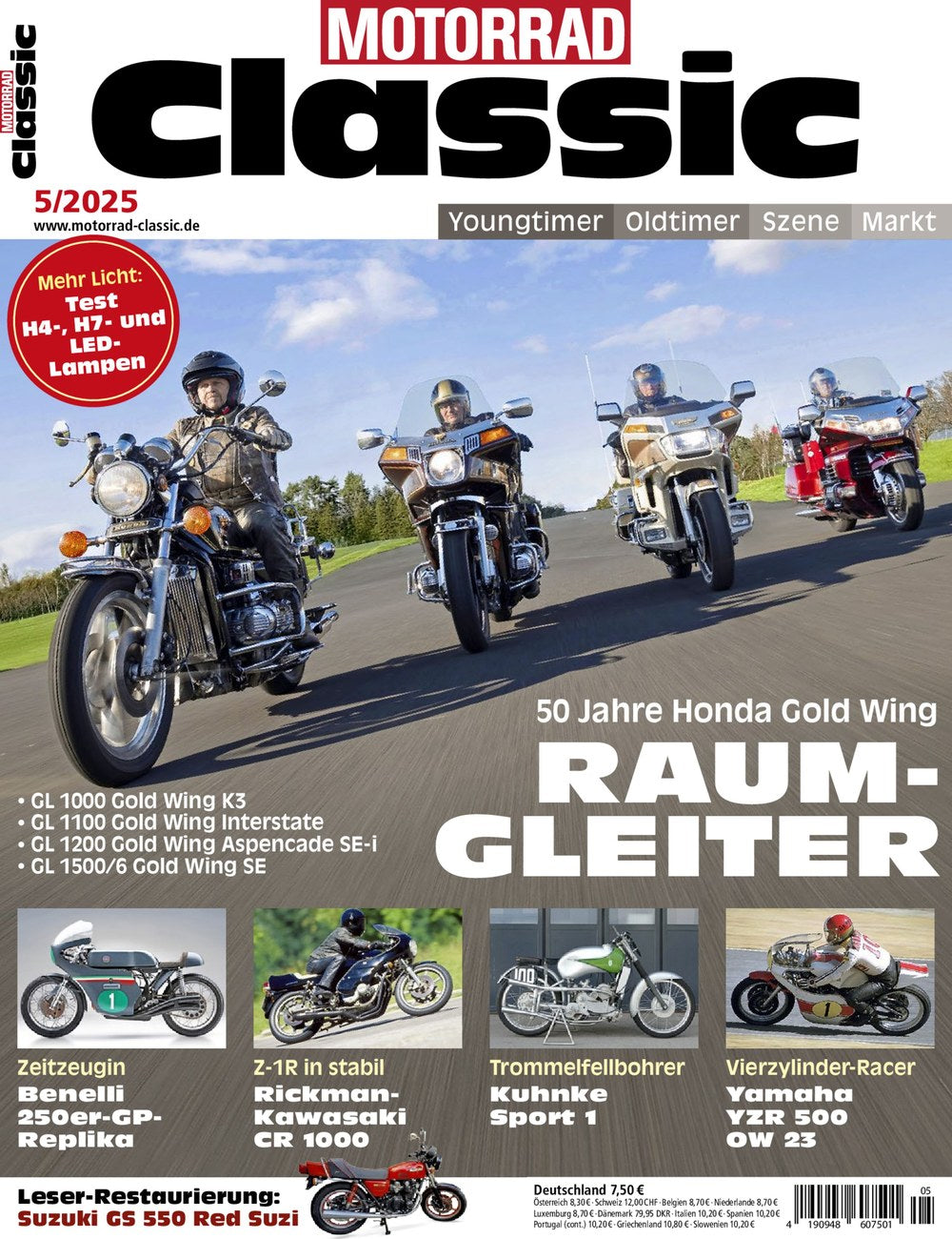 Motorrad Classic Magazin Deutschland 2025-05 Honda Gold Wing 50 Jahre Honda Gold Wing GL 1000 Gold Wing K3