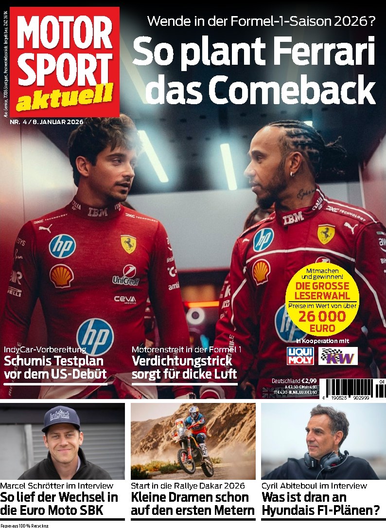 Motorsport Aktuell Magazine Germany 2026-04 Charles Leclerc Lewis Hamilton Marcel Schrötter Cyril Abiteboul Original Print Issue