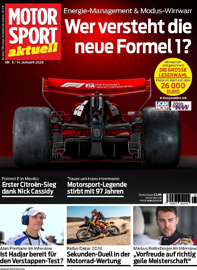 Motorsport Aktuell Magasin Tyskland 2026-05 Nick Cassidy Hans Herrmann Isack Hadjar Alan Permane Markus Reiterberger Originalutgåva