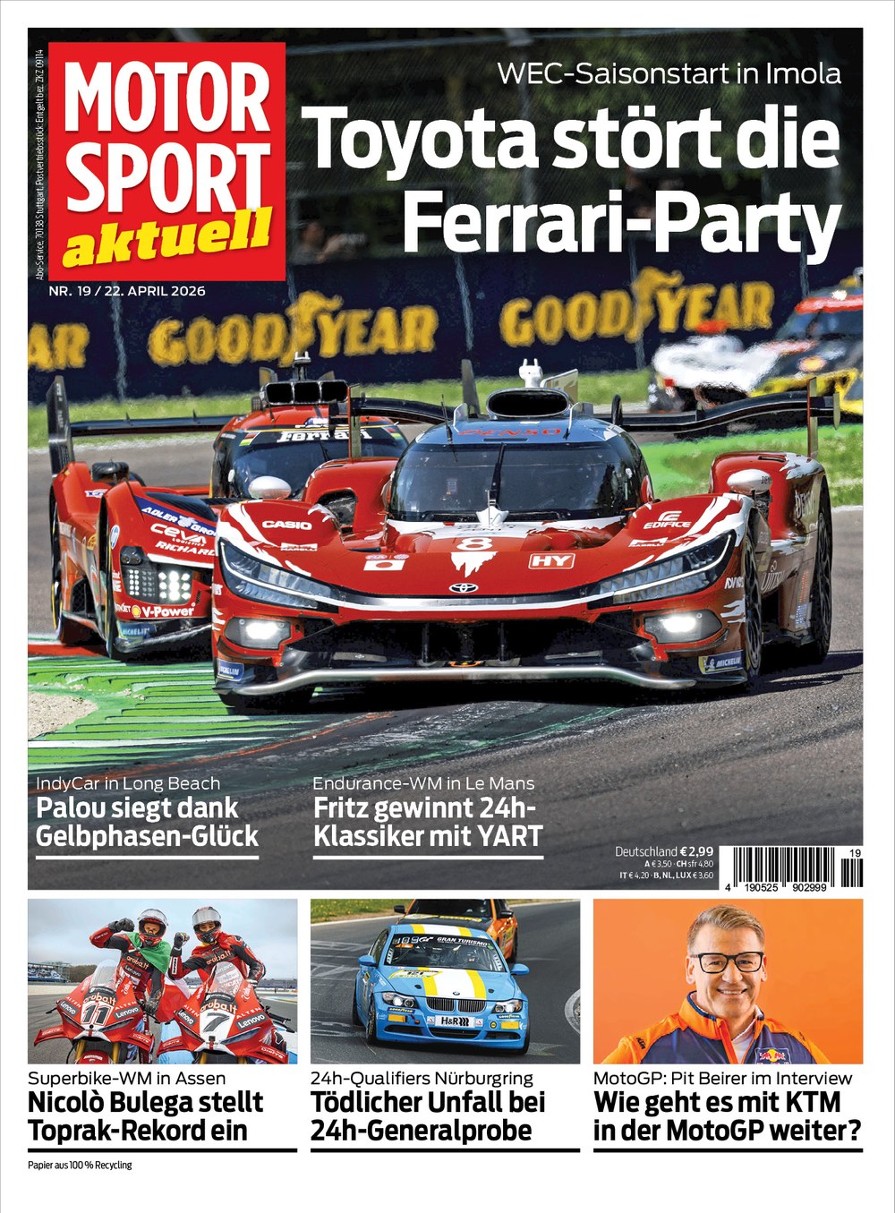 Motorsport Aktuell Magazine Allemagne 2026-19 Nicolò Bulega Pit Beirer YART Édition originale