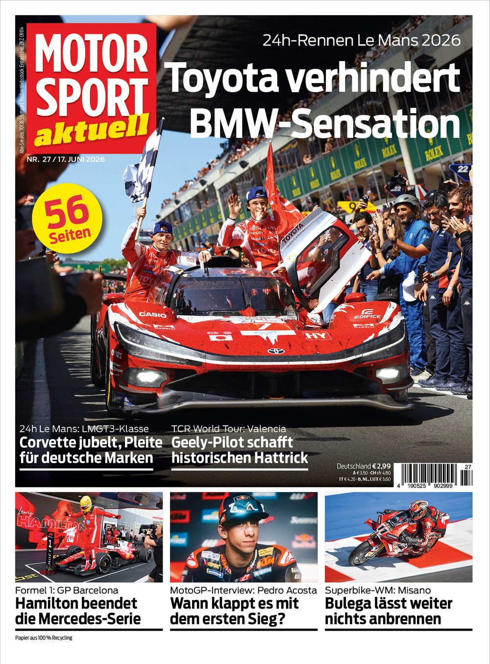 Motorsport Aktuell Rivista Germania 2026-27 Lewis Hamilton Pedro Acosta Nicolò Bulega Edizione originale