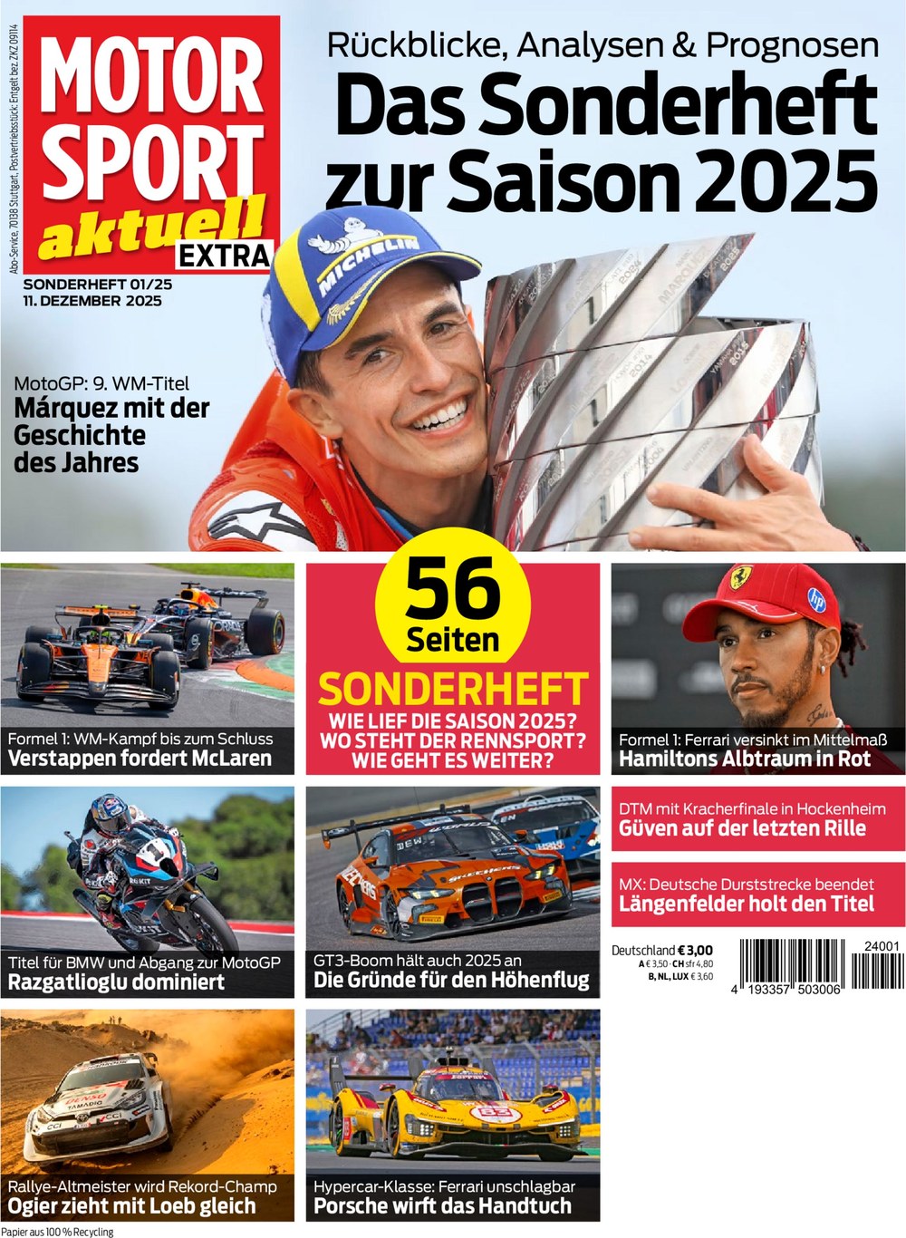 Motorsport Aktuell Rivista Germania 2025-01 Marc Márquez Max Verstappen Lewis Hamilton Toprak Razgatlıoğlu Sébastien Ogier Edizione originale