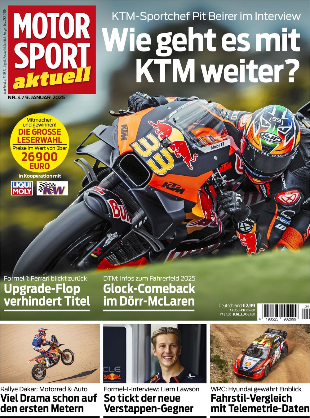 Motorsport Aktuell Magazine Germany 2025-04 Pit Beirer Liam Lawson Original Print Issue