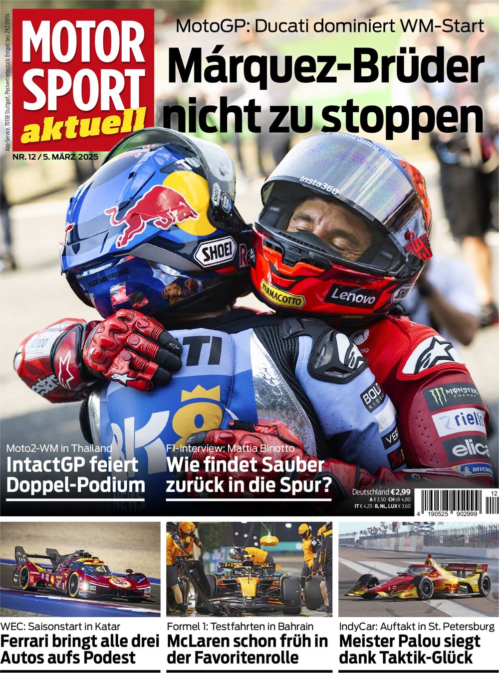 Motorsport Aktuell Rivista Germania 2025-12 Marc Márquez Álex Márquez Mattia Binotto Álex Palou IntactGP Edizione originale