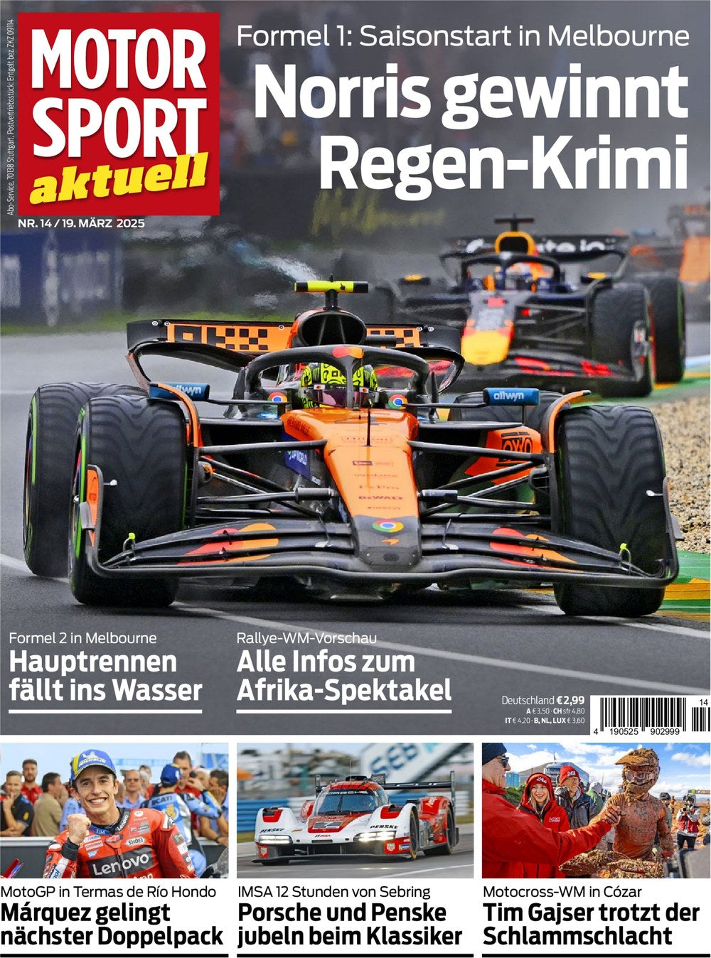 Motorsport Aktuell Magazine Germany 2025-14 Lando Norris Marc Márquez Tim Gajser Original Print Issue