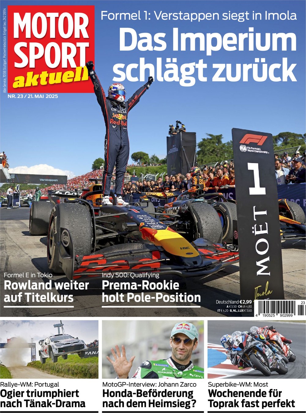 Motorsport Aktuell Magasin Tyskland 2025-23 Max Verstappen Oliver Rowland Johann Zarco Sébastien Ogier Toprak Razgatlıoğlu Originaludgave