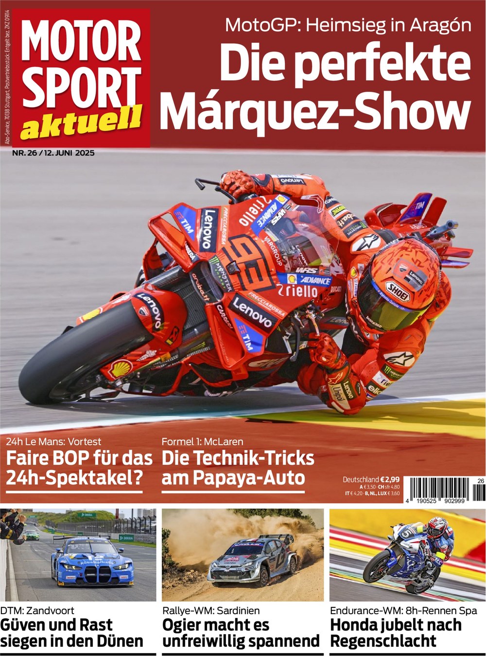 Motorsport Aktuell Magasin Tyskland 2025-26 Marc Márquez Sébastien Ogier Ayhancan Güven René Rast Originaludgave