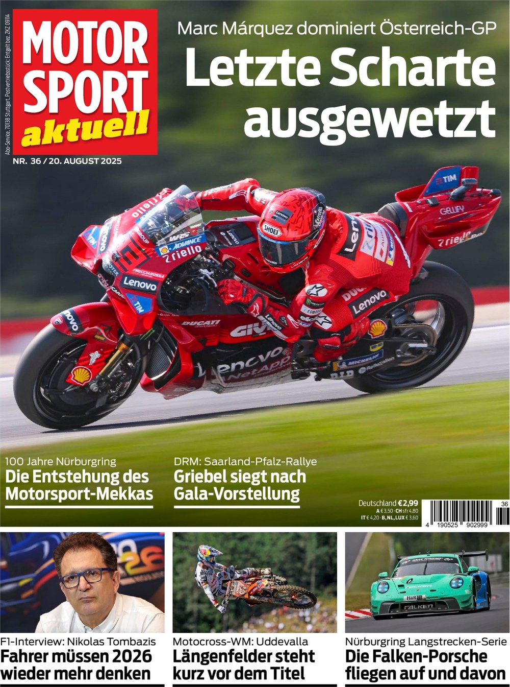 Motorsport Aktuell Rivista Germania 2025-36 Marc Márquez Nikolas Tombazis Edizione originale