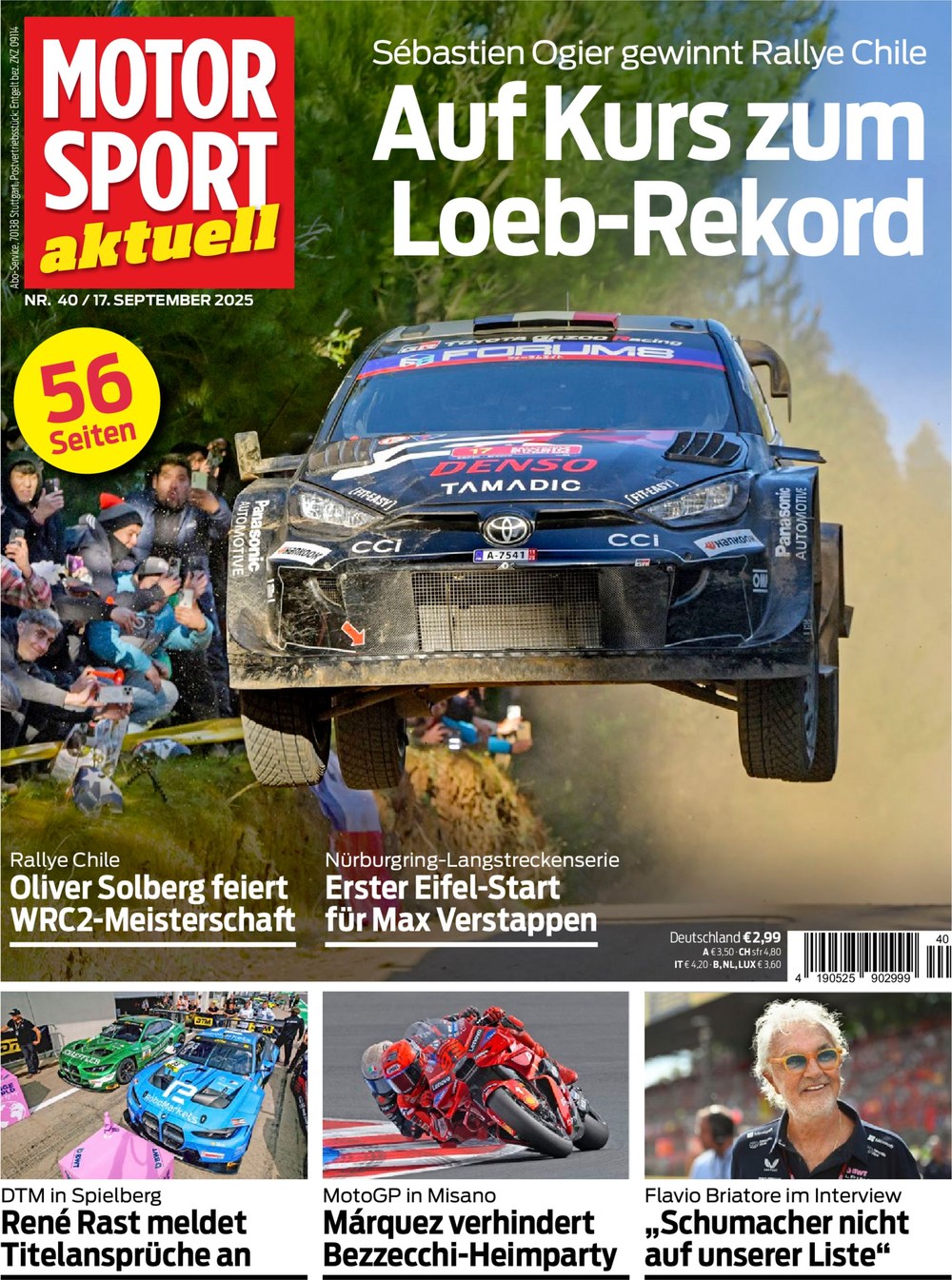 Motorsport Aktuell Magazine Germany 2025-40 Sébastien Ogier Oliver Solberg Max Verstappen René Rast Marc Márquez Original Print Issue