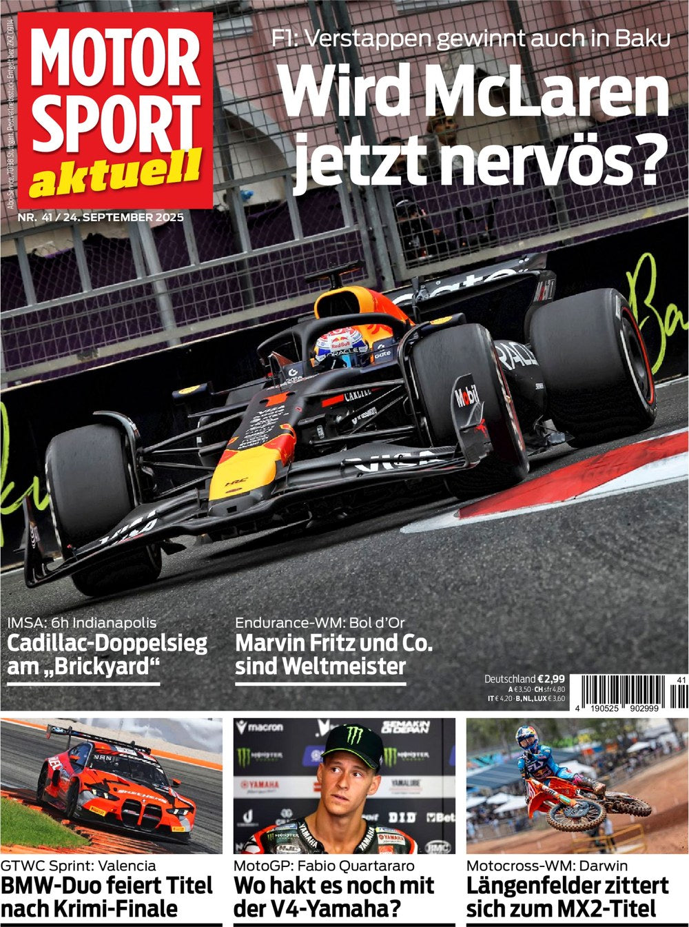 Motorsport Aktuell Magazine Germany 2025-41 Max Verstappen Fabio Quartararo Marvin Fritz Simon Längenfelder Original Print Issue
