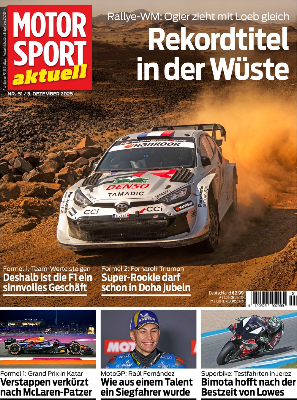 Motorsport Aktuell Magazin Deutschland 2025-51 Sébastien Ogier Sébastien Loeb Max Verstappen Raúl Fernández Alex Lowes