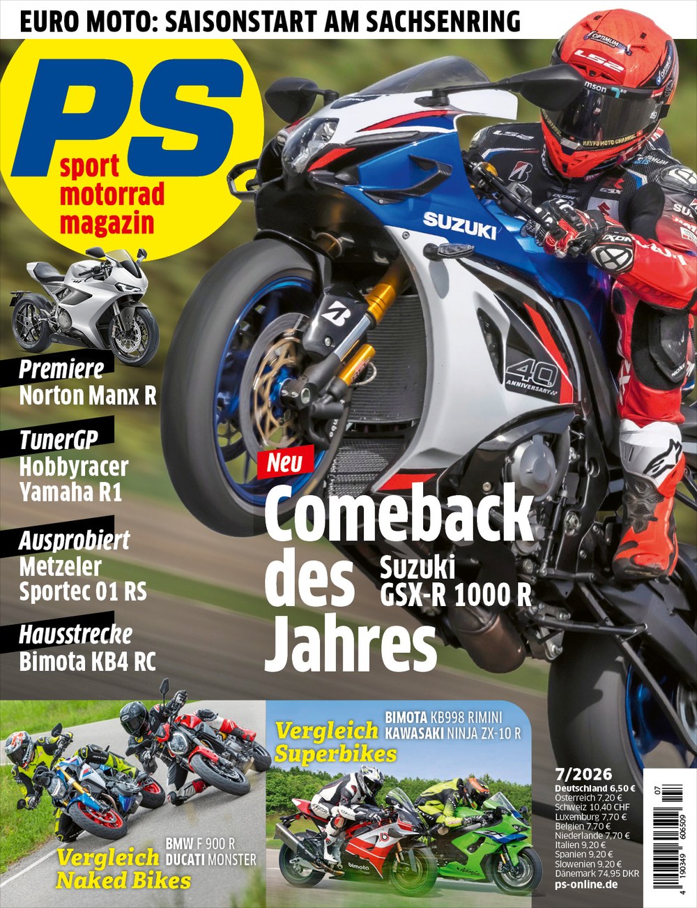 Ps Motorrad Magazin Deutschland 2026-07 Suzuki GSX-R 1000 R Comeback Des Jahres Superbike-Vergleich