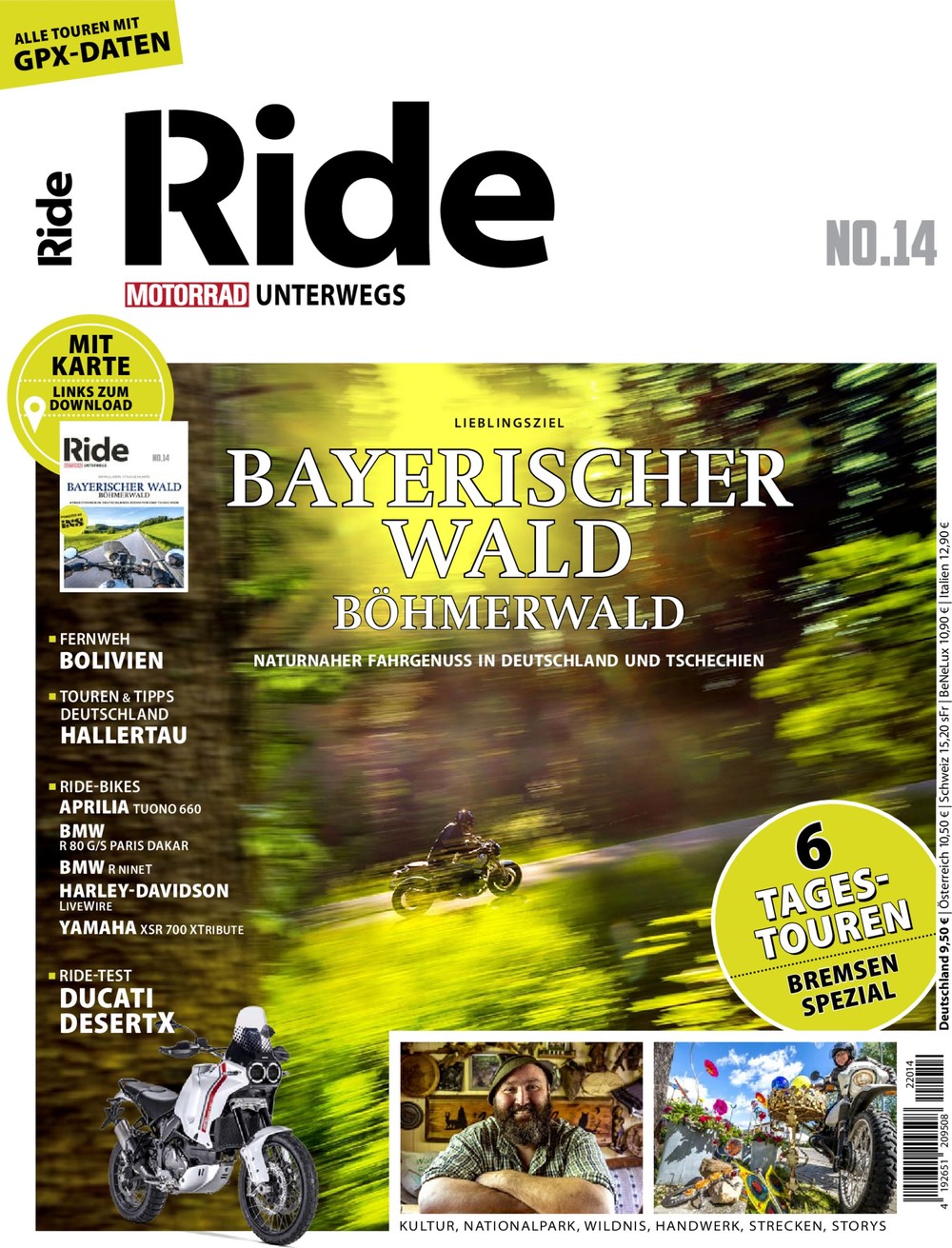 Ride - Motorrad Unterwegs Magazin Deutschland 2022-14 Motorradreise Bayerischer Wald Böhmerwald