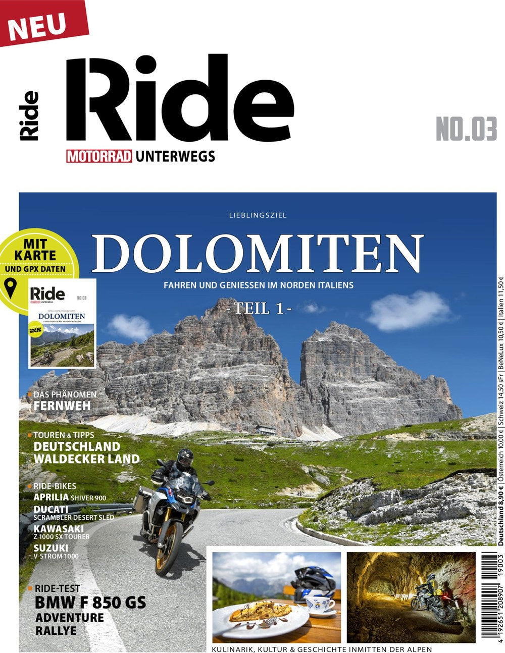 Ride - Motorrad Unterwegs Magazine Allemagne 2019-03 Édition originale