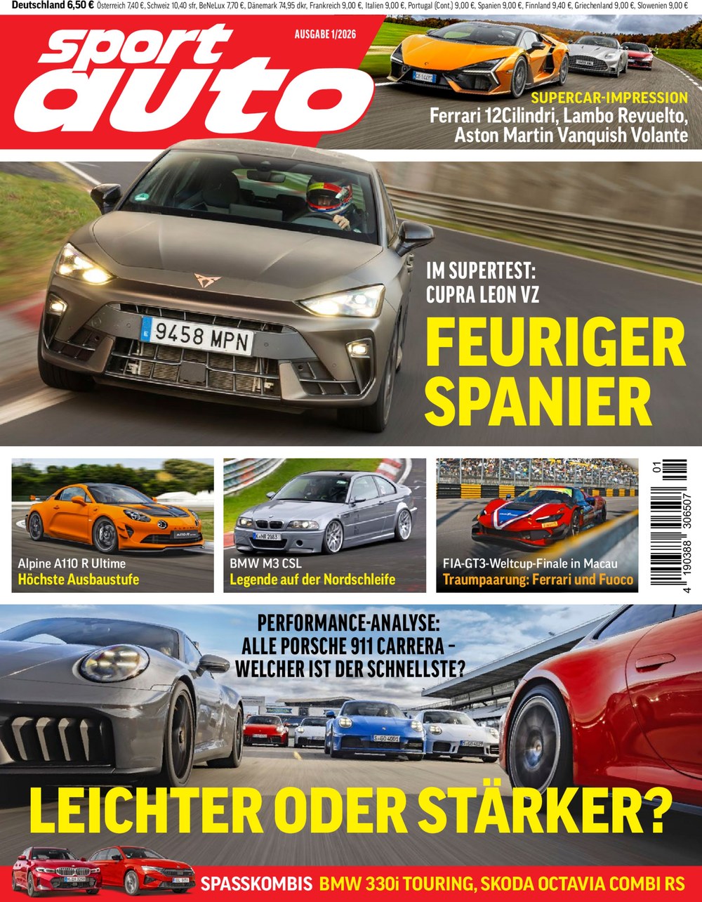 Sport Auto Magazin Deutschland 2026-01 Cupra Leon VZ Supertest Alpine A110 R Ultime