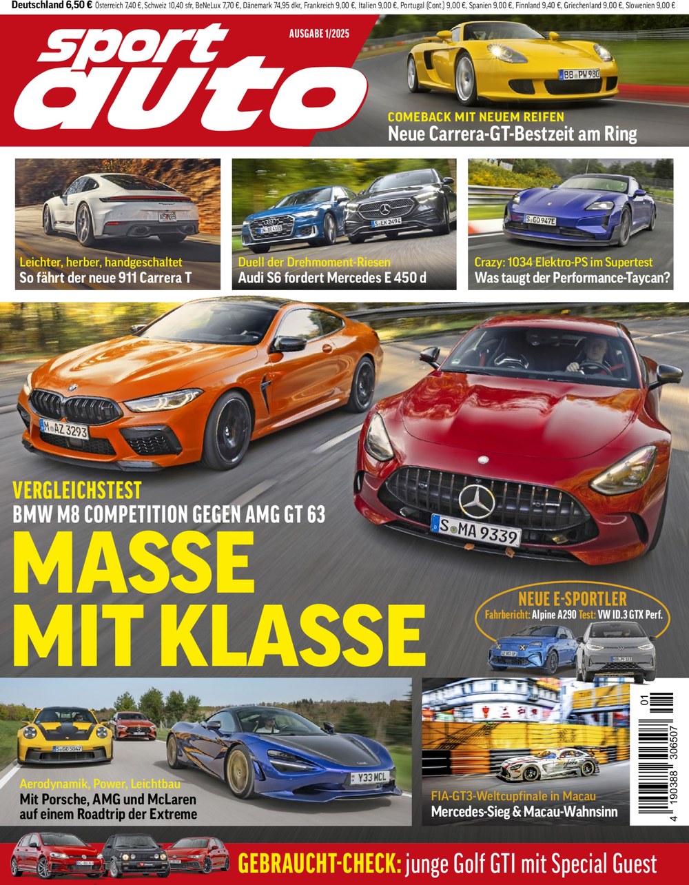 Sport Auto Magazin Deutschland 2025-01 BMW M8 Competition Mercedes-AMG GT 63 Vergleichstest