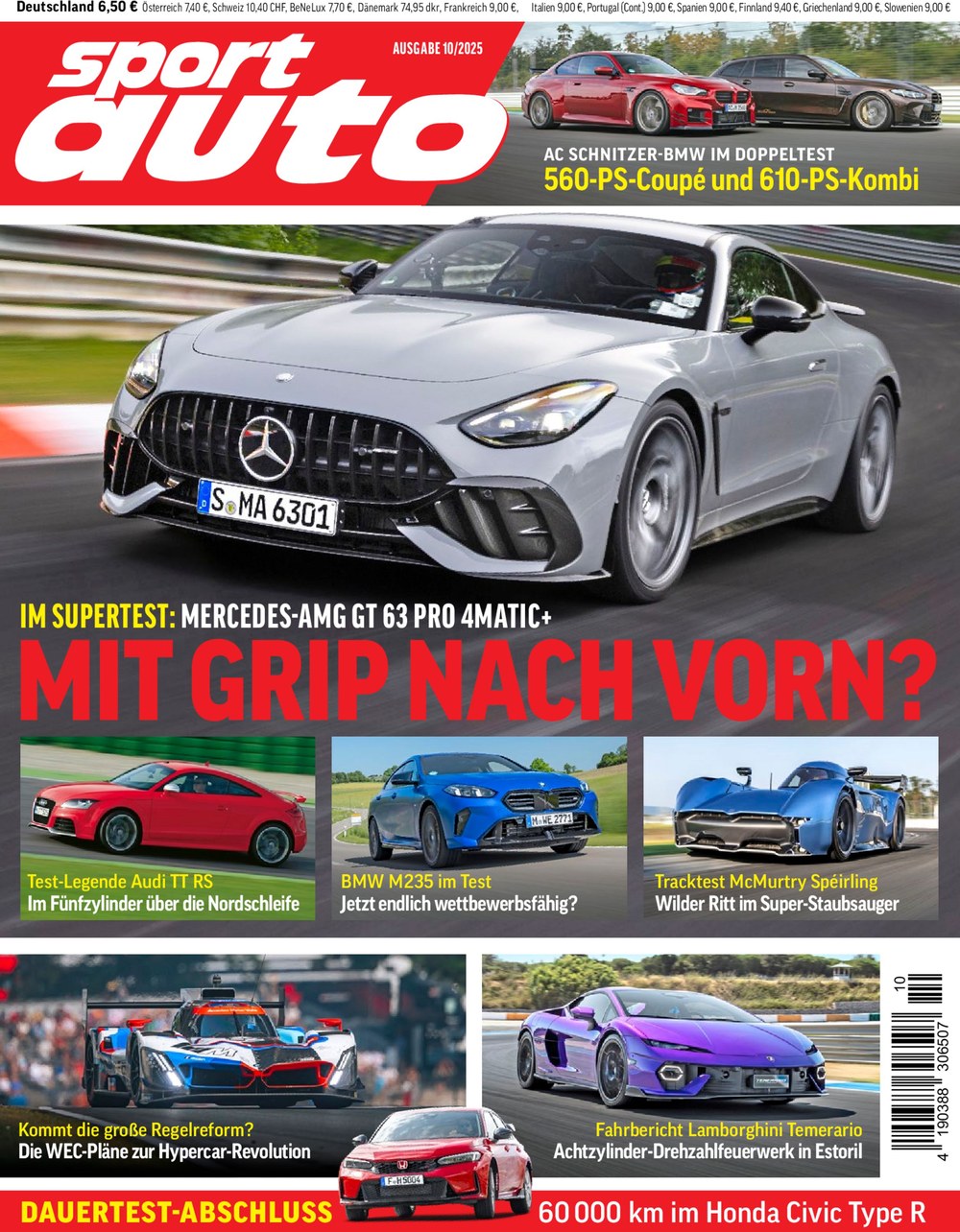 Sport Auto Magazin Deutschland 2025-10 Mercedes-AMG GT 63 Pro 4Matic+ Supertest AC Schnitzer BMW