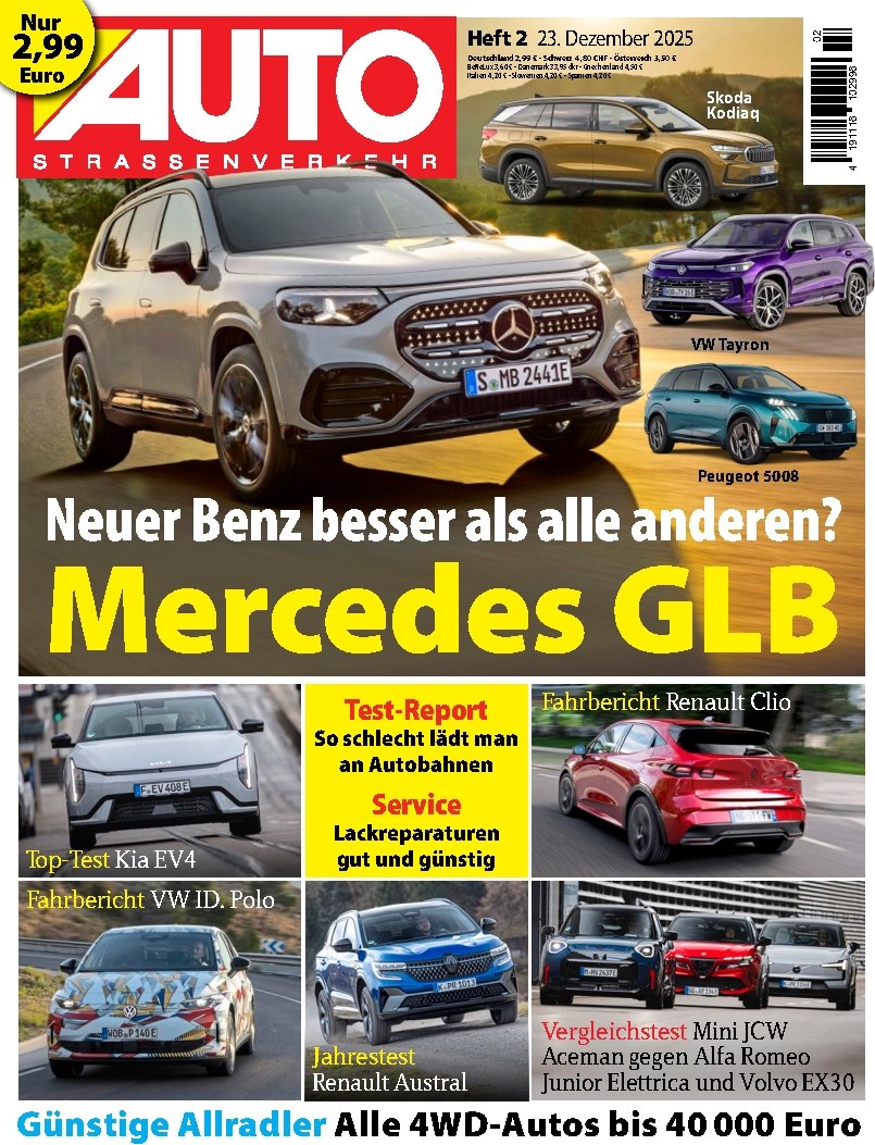 AUTO Strassenverkehr Magazin Deutschland 2026-02 Mercedes GLB Skoda Kodiaq VW Tayron