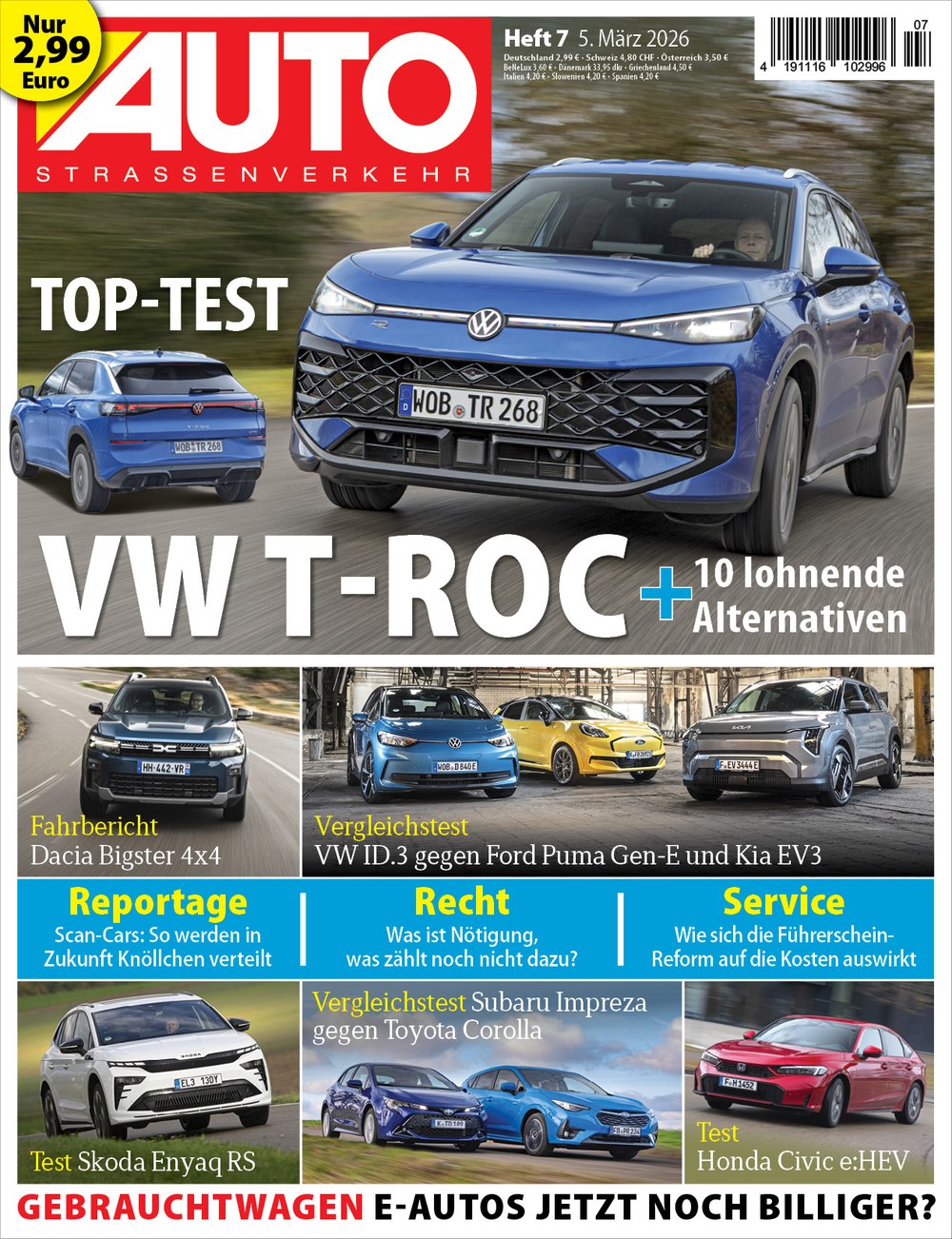 AUTO Strassenverkehr Magazin Deutschland 2026-07 VW T-Roc Top-Test Dacia Bigster 4x4