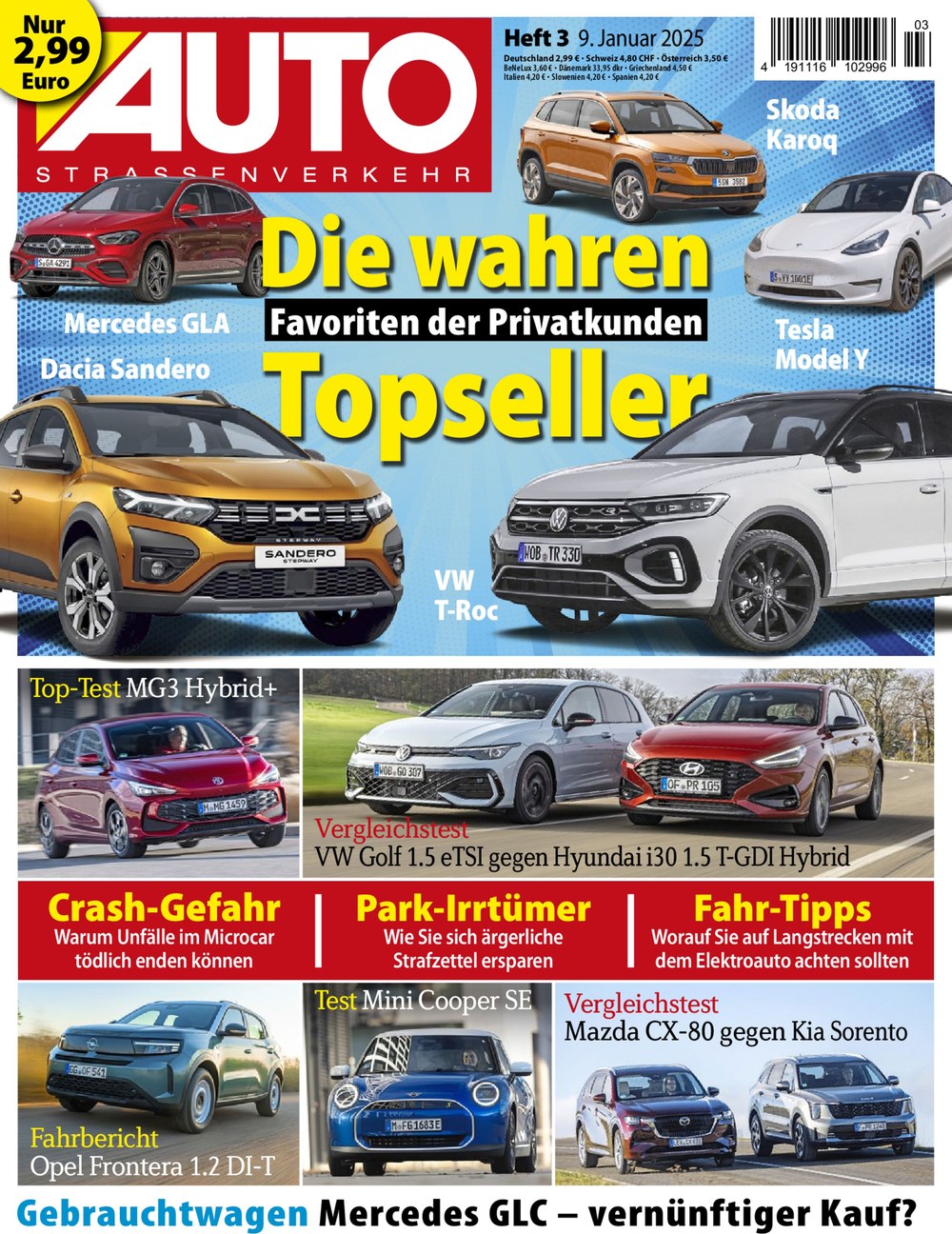 AUTO Strassenverkehr Magazin Deutschland 2025-03 Automagazin Topseller Privatkunden Mercedes GLA