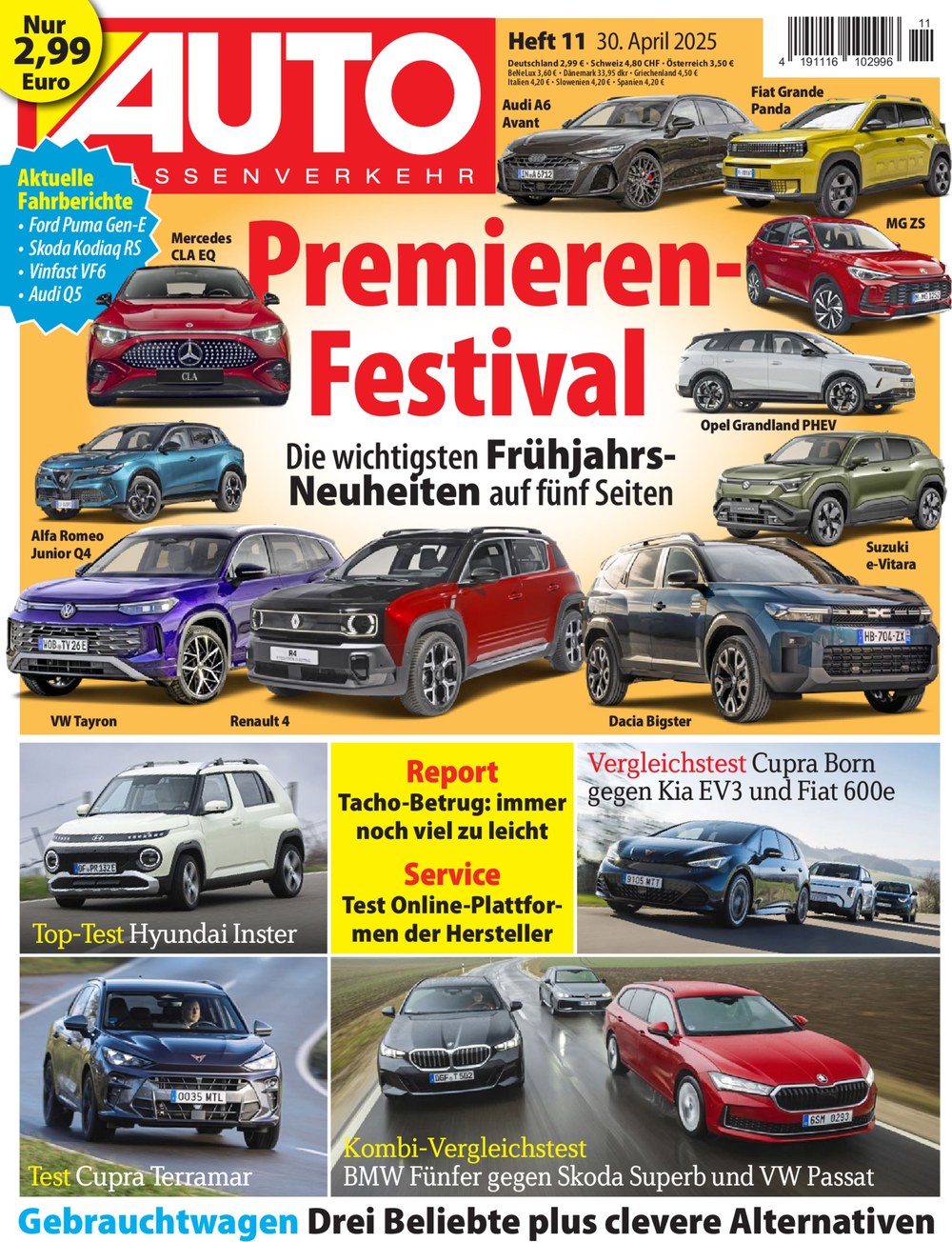 AUTO Strassenverkehr Magazin Deutschland 2025-11 Autopremieren Frühjahr 2025 Mercedes CLA EQ Audi A6 Avant
