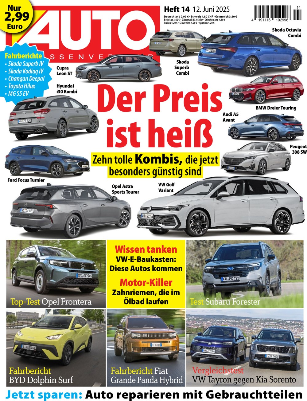 AUTO Strassenverkehr Magazin Deutschland 2025-14 Kombis Gebrauchtteile Autopreise