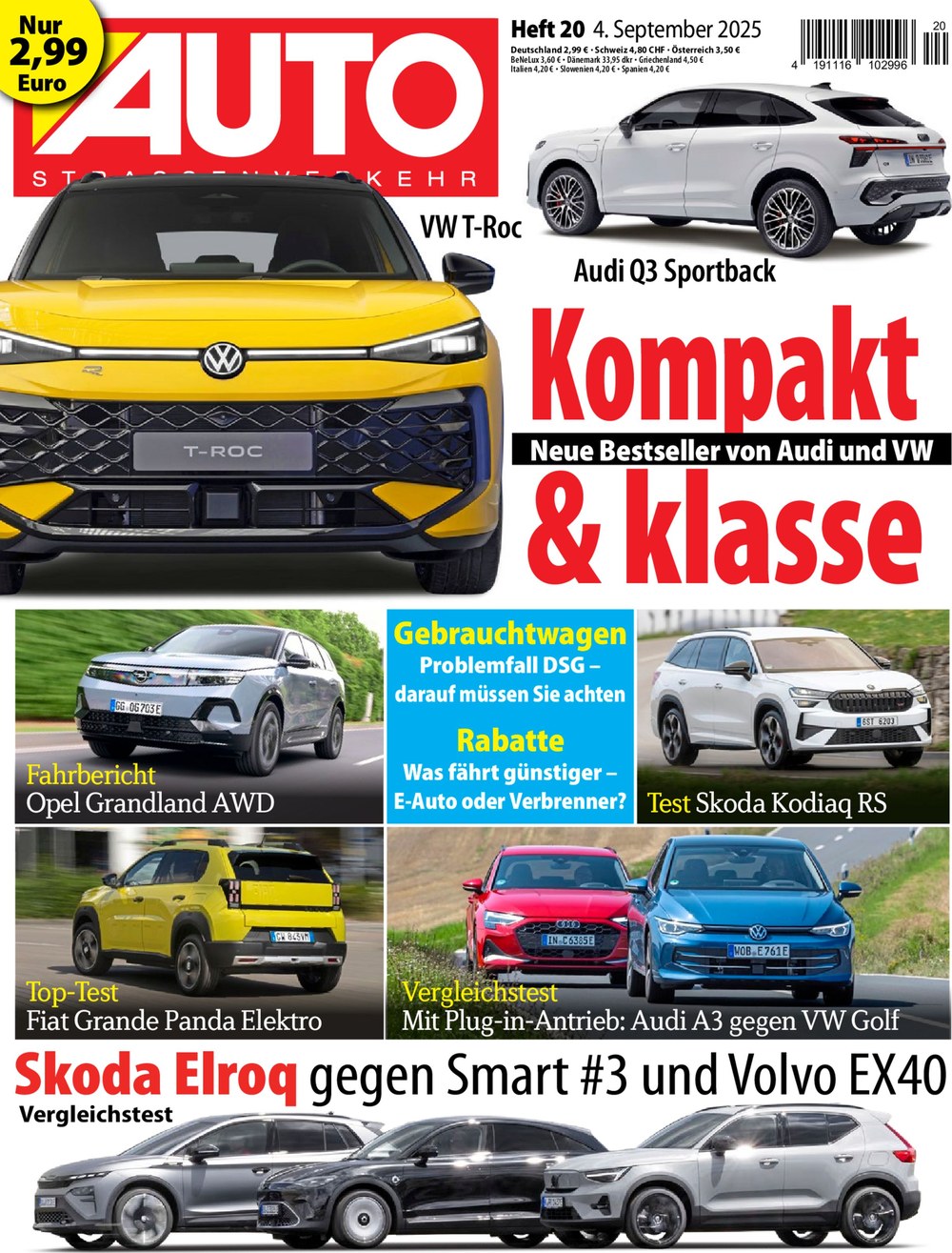 AUTO Strassenverkehr Magazin Deutschland 2025-20 VW T-Roc Audi Q3 Sportback Kompakt-SUV