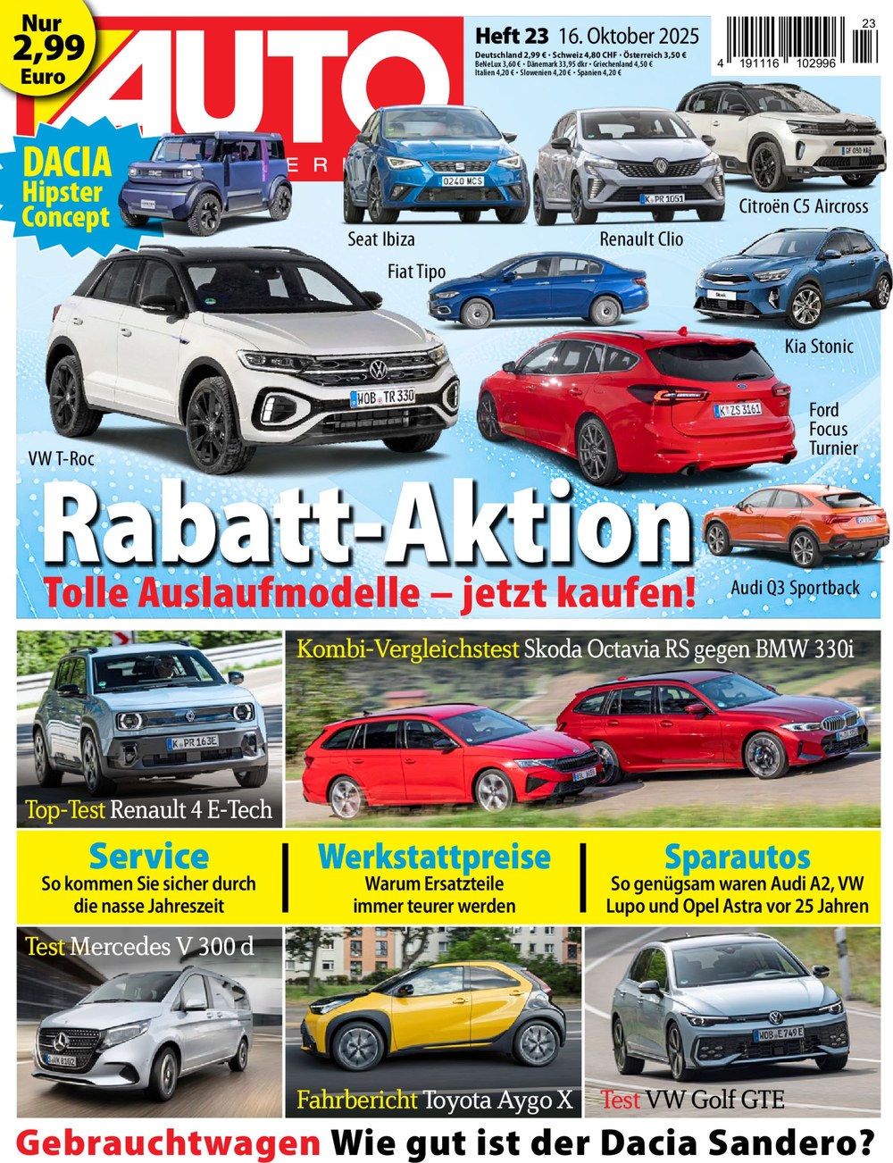 AUTO Strassenverkehr Magazin Deutschland 2025-23 VW T-Roc Seat Ibiza Fiat Tipo