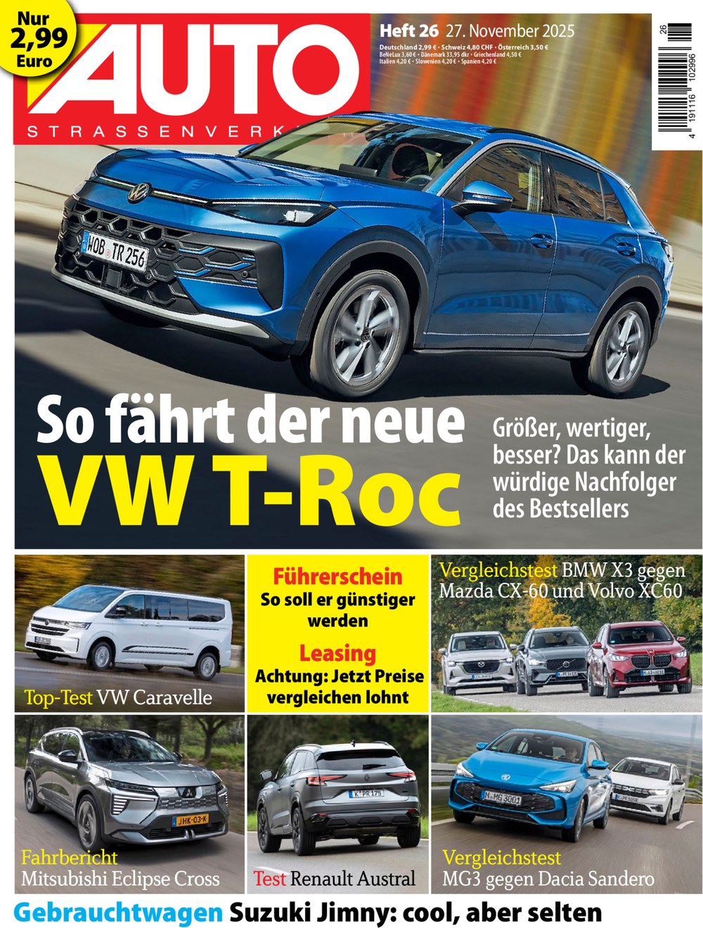 AUTO Strassenverkehr Magazin Deutschland 2025-26 VW T-Roc SUV Autotest