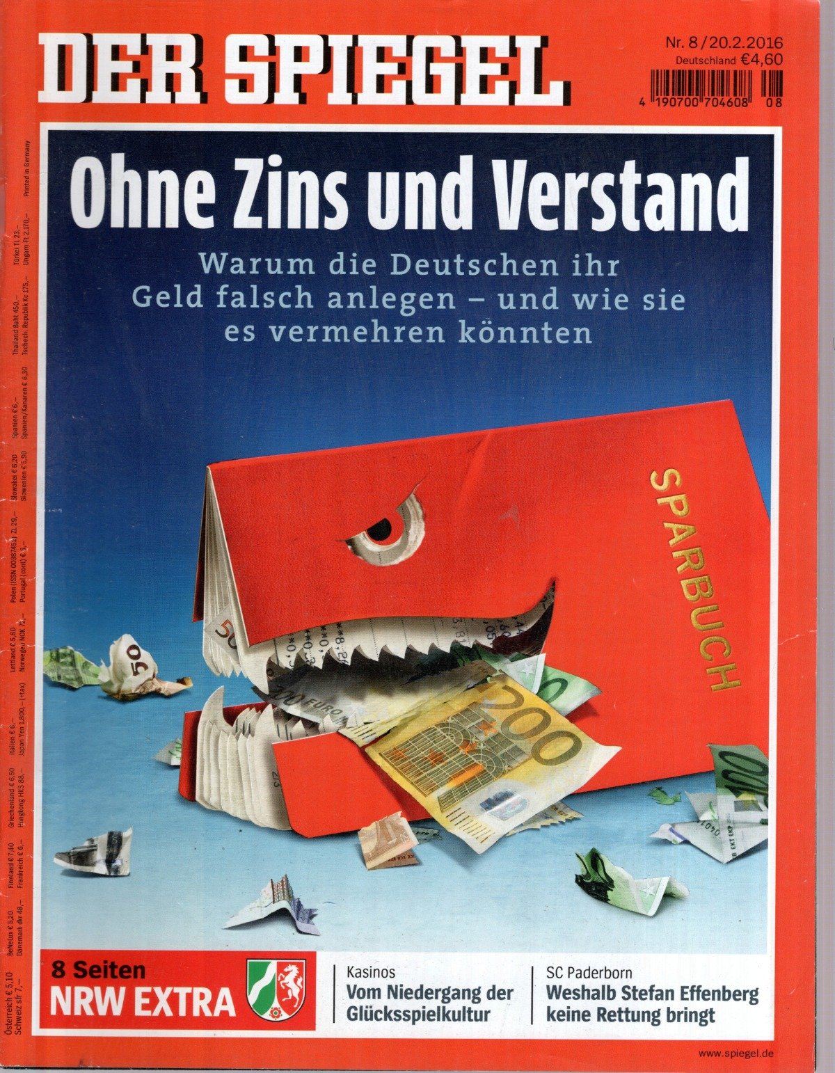 Der Spiegel Magazin Deutschland 2016-08 Geldanlage Sparverhalten Finanzberatung