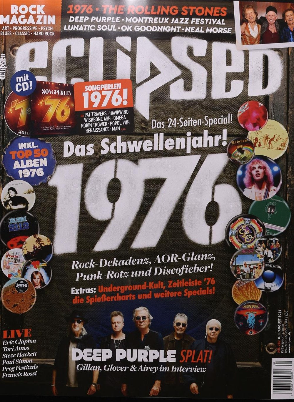 Eclipsed Magazin Deutschland 2026-08 Deep Purple Ian Gillan Roger Glover Don Airey Eric Clapton