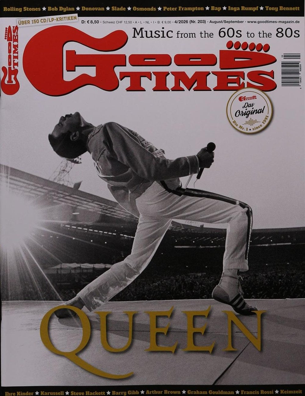Good Times Magazin Deutschland 2026-04 Freddie Mercury Bob Dylan Barry Gibb Steve Hackett Peter Frampton