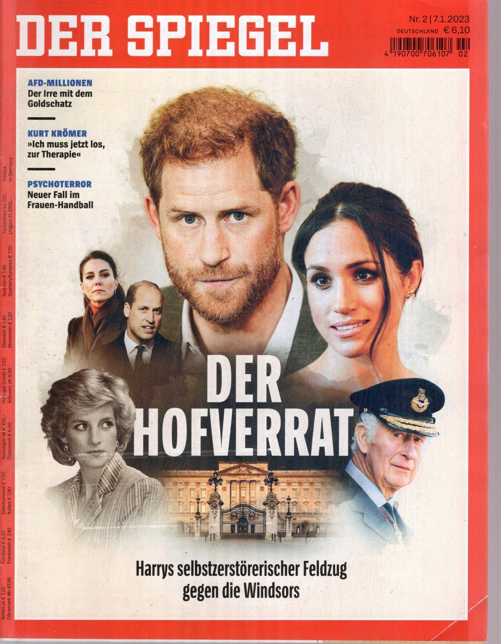 Der Spiegel Magazin Deutschland 2023-02 Prince Harry Meghan Markle Prince William Catherine Princess Diana