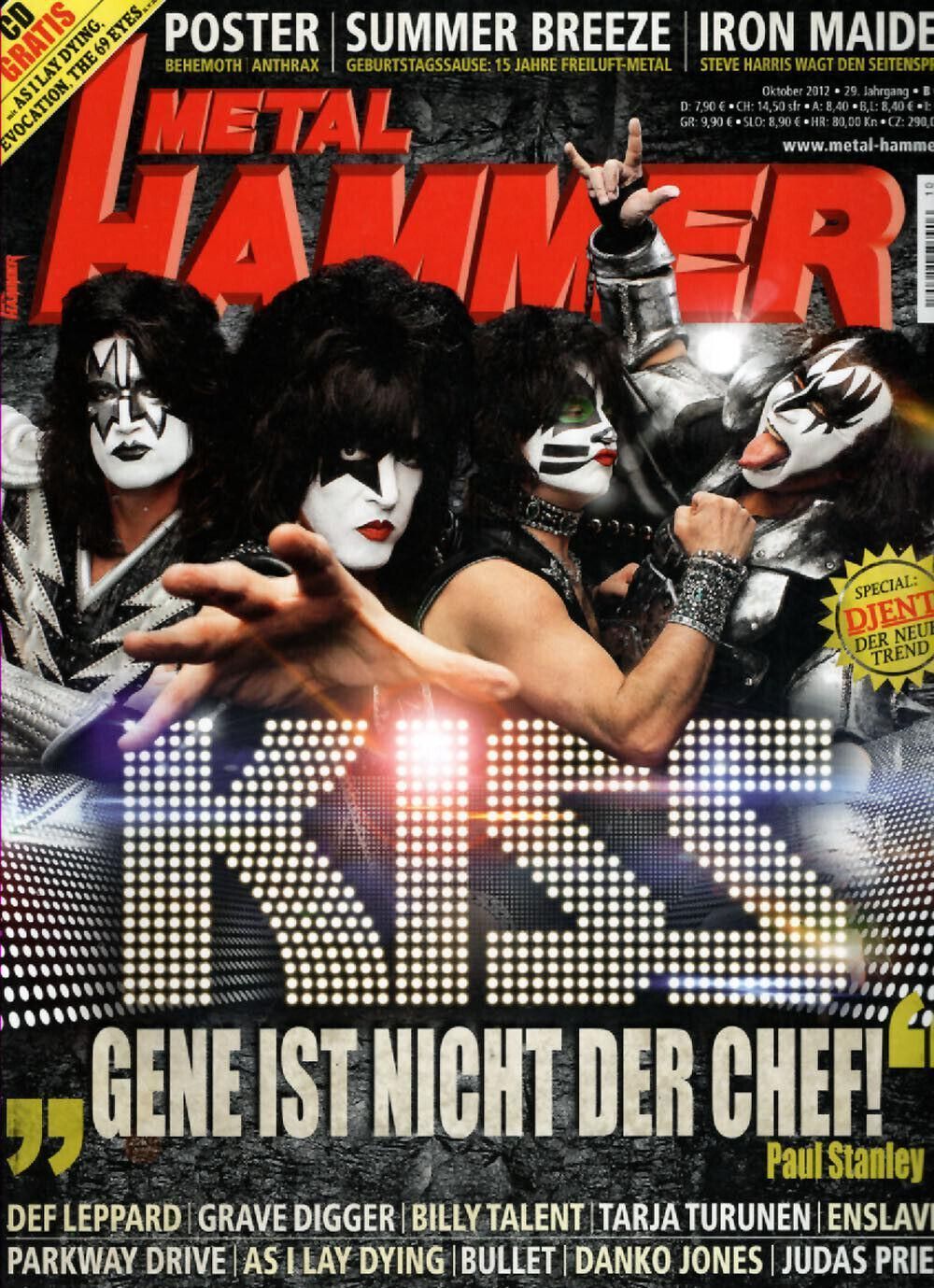 Metal Hammer Magazin Deutschland 2012-10 Kiss Steve Harris Enslaved + CD + Poster