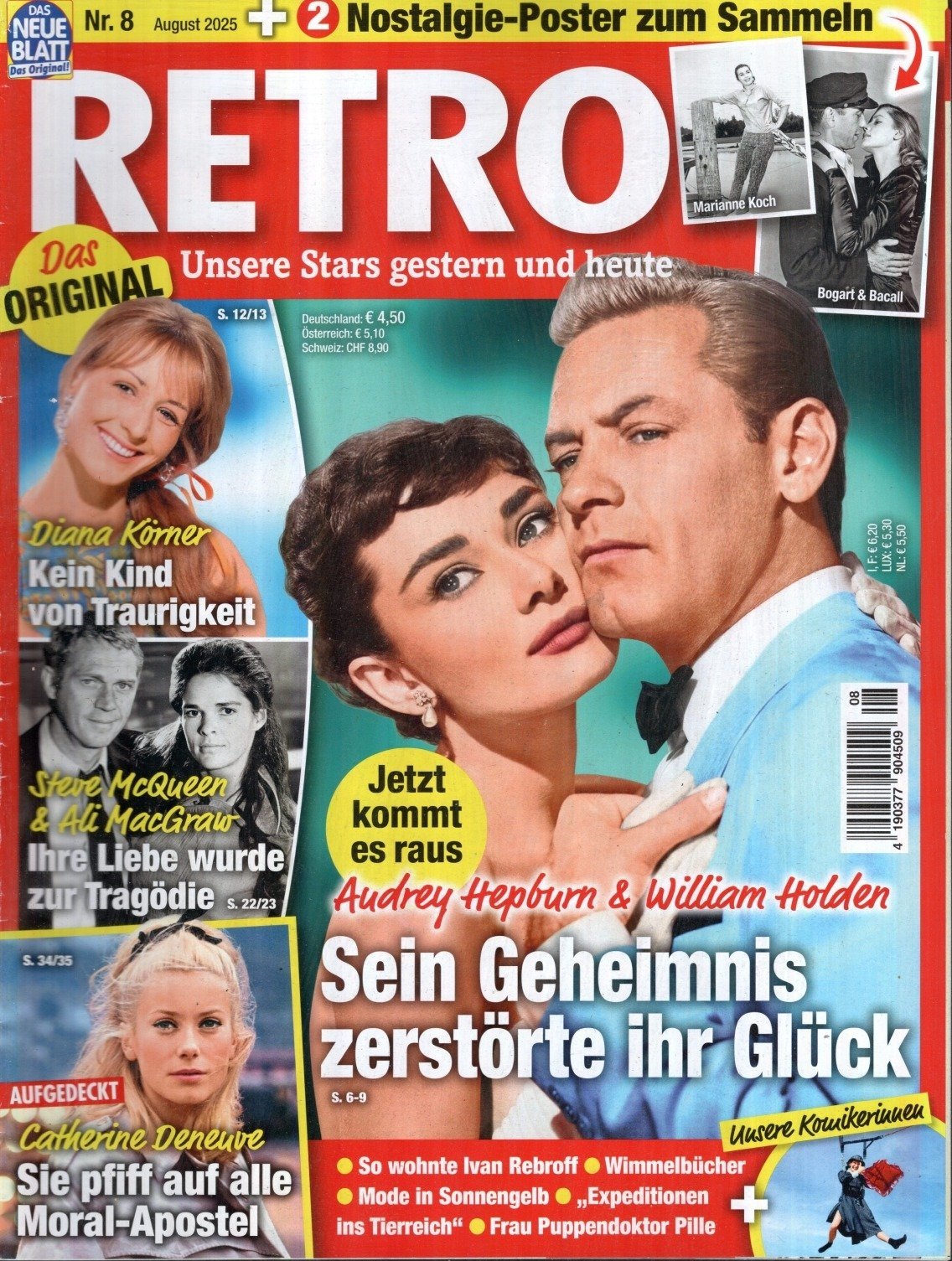 Retro Magazin Deutschland 2025-08 Audrey Hepburn William Holden Diana Körner Steve McQueen Ali MacGraw #8