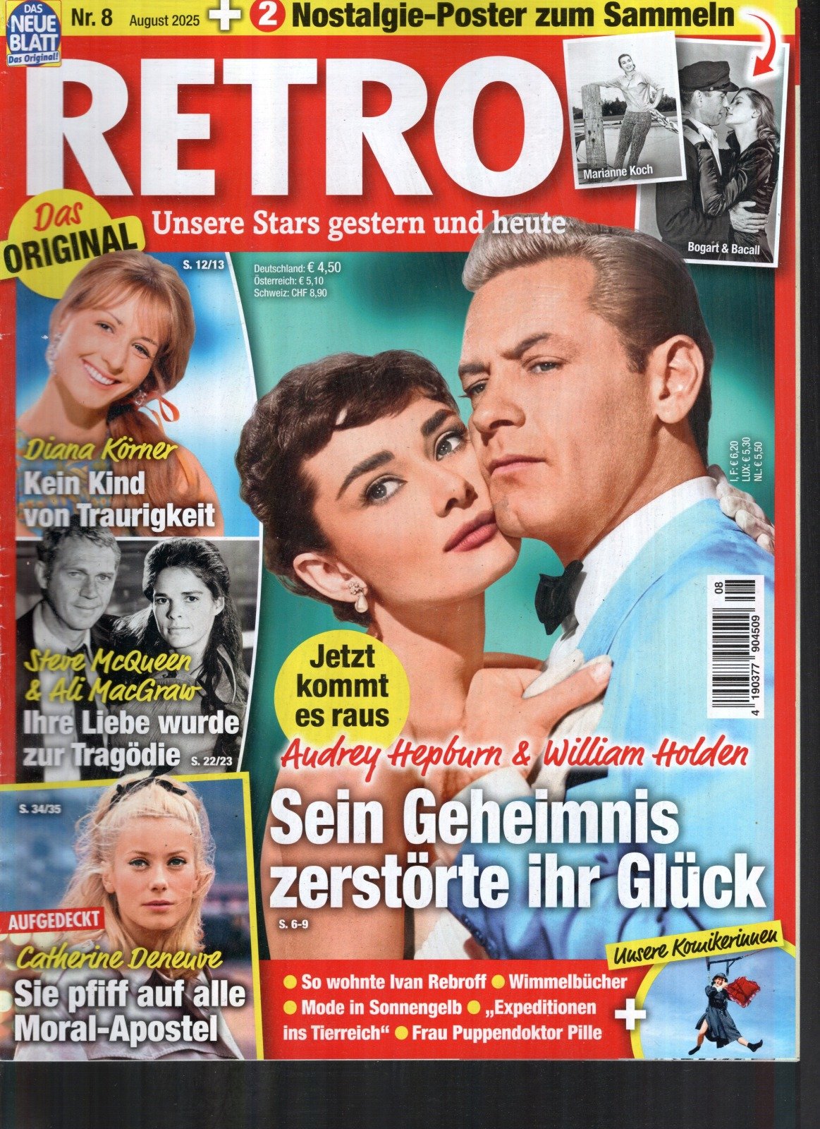 Retro Magazin Deutschland 2025-08 Audrey Hepburn William Holden Diana Körner Steve McQueen Ali MacGraw #8