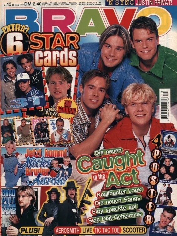 Bravo Magazine Allemagne 1997-13 – Caught In The Act Aaron Carter 3T Brad Pitt Justin Timberlake – Édition originale