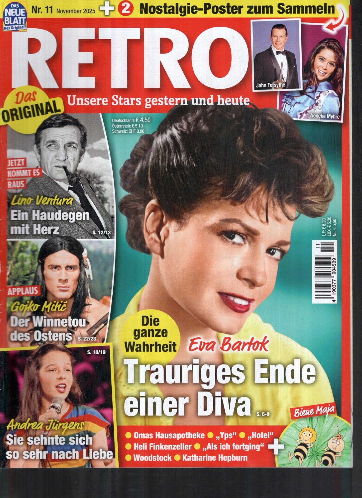 Retro Magazin Deutschland 2025-11 Eva Bartok John Forsythe Wencke Myhre Lino Ventura Gojko Mitić
