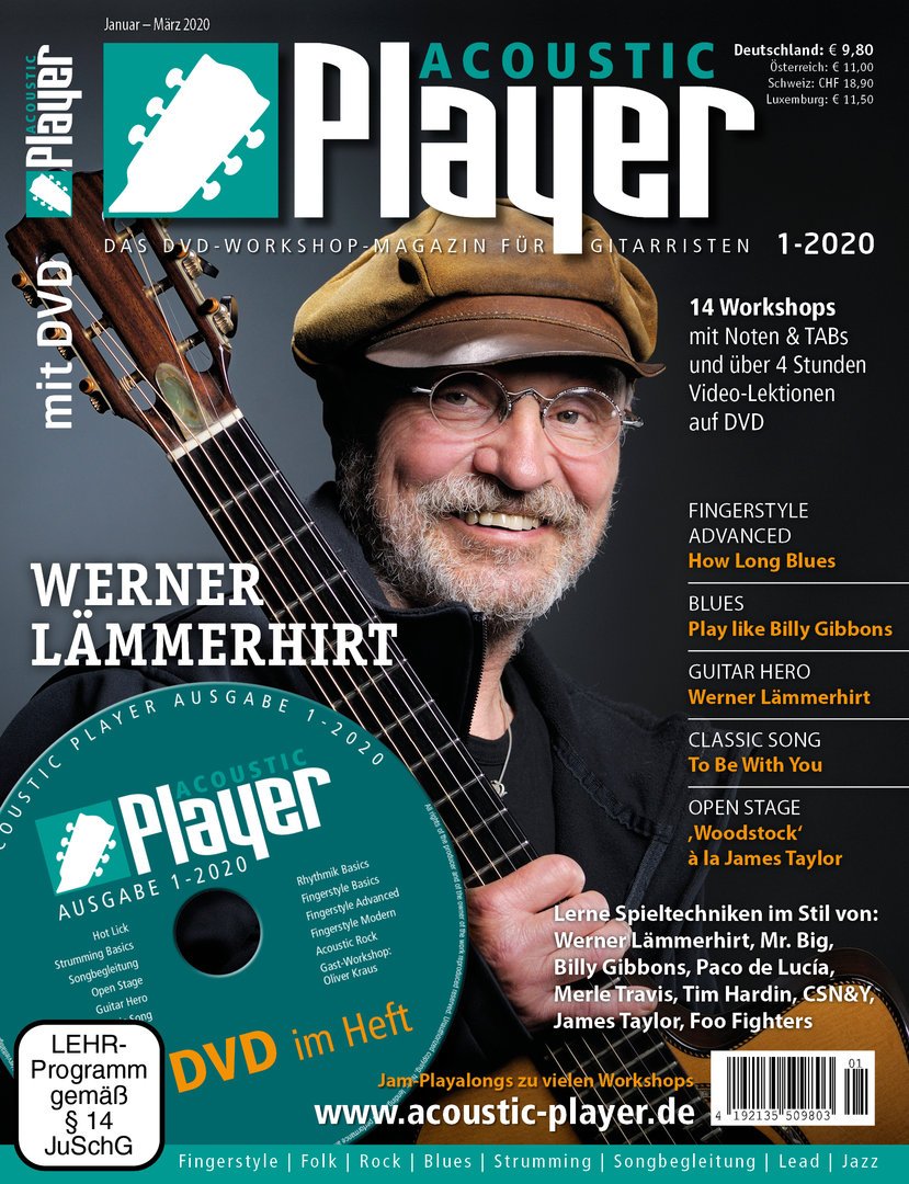 Acoustic Player Magazin Deutschland 2020-01 Werner Lämmerhirt Billy Gibbons James Taylor Paco De Lucía Merle Travis