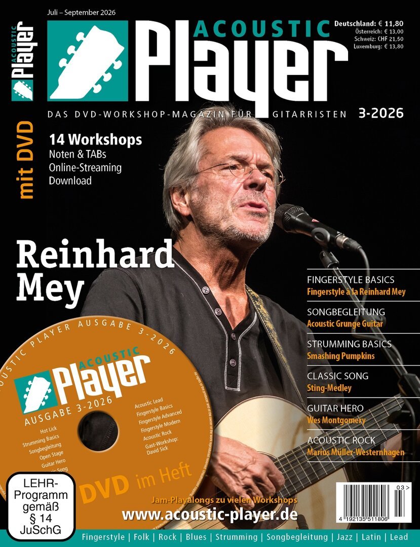 Acoustic Player Magazine Allemagne 2026-03 – Reinhard Mey Wes Montgomery Marius Müller-Westernhagen David Sick Smashing Pumpkins – Édition originale