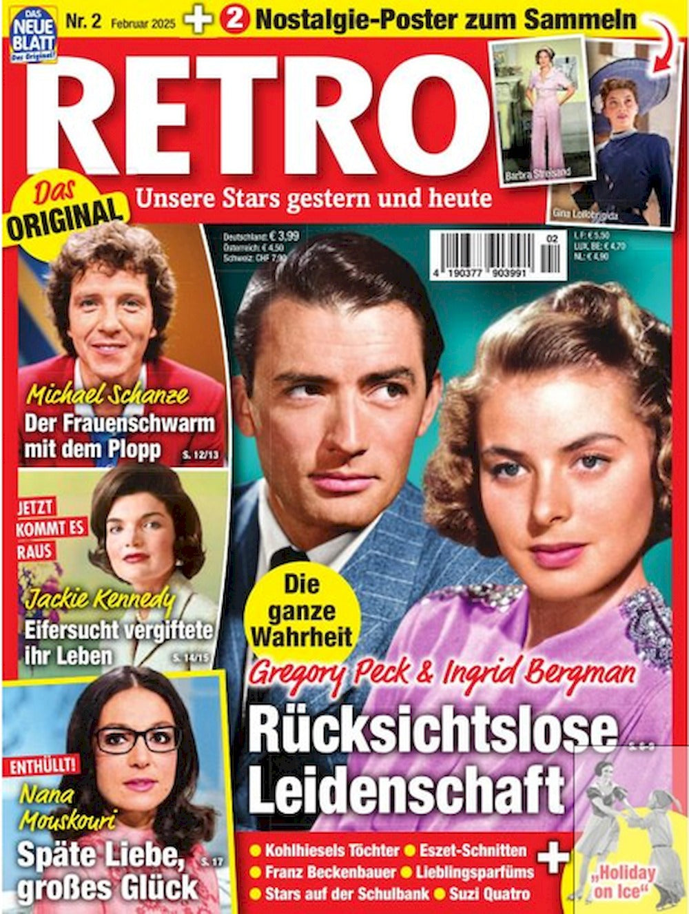 Retro Magazin Deutschland 2025-02 Gregory Peck Ingrid Bergman Barbra Streisand Gina Lollobrigida