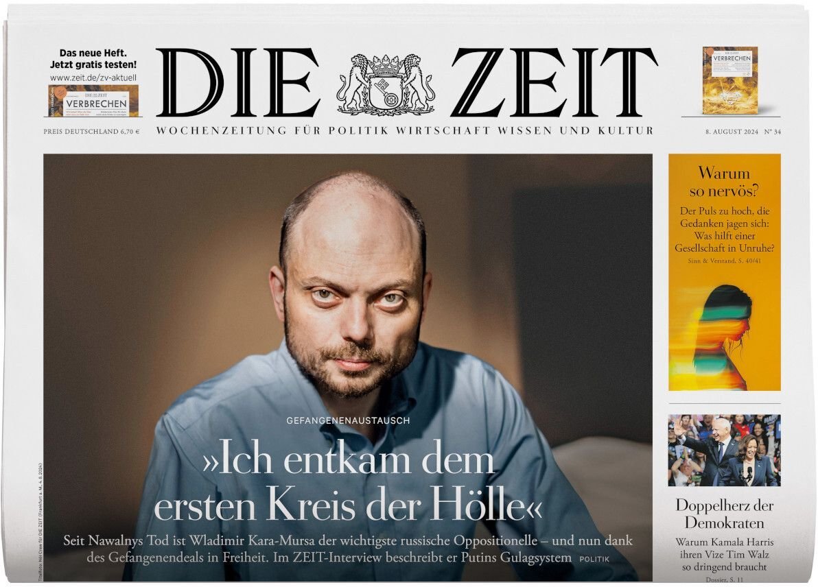 Die Zeit Magasin Tyskland 2024-34 – Wladimir Kara-Mursa Kamala Harris Tim Walz – Originaludgave