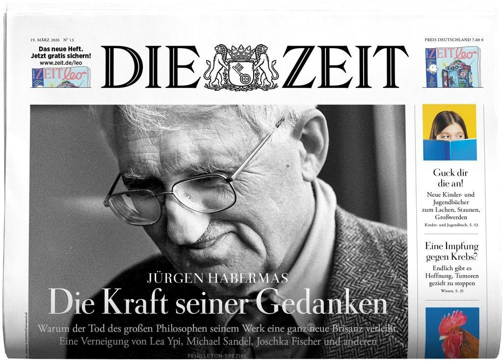 Zeit Magazine Germany 2026-13 – Jürgen Habermas Lea Ypi Michael Sandel Joschka Fischer – Original Print Issue