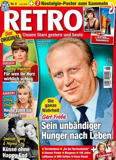 Retro Magazine Germany 2026-08 Gert Fröbe Audrey Hepburn Dolly Dollar Spencer Tracy Myrna Loy Original Print Issue