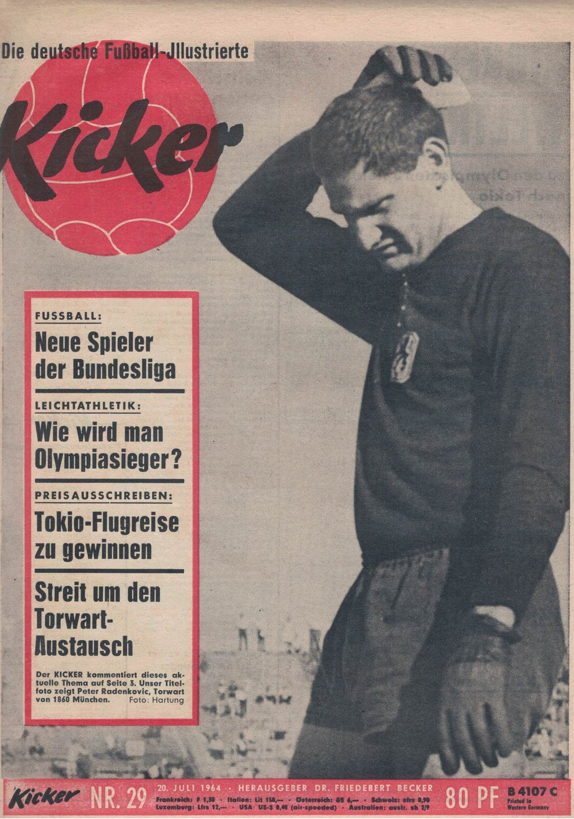 Kicker Magazin Deutschland 1964-29 Peter Radenkovic