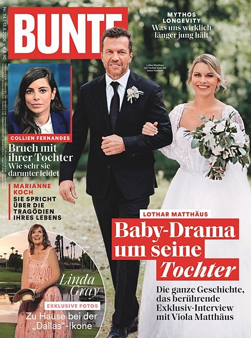 Bunte Magazin Deutschland 2026-34 Lothar Matthäus Viola Matthäus Collien Fernandes Marianne Koch Linda Gray