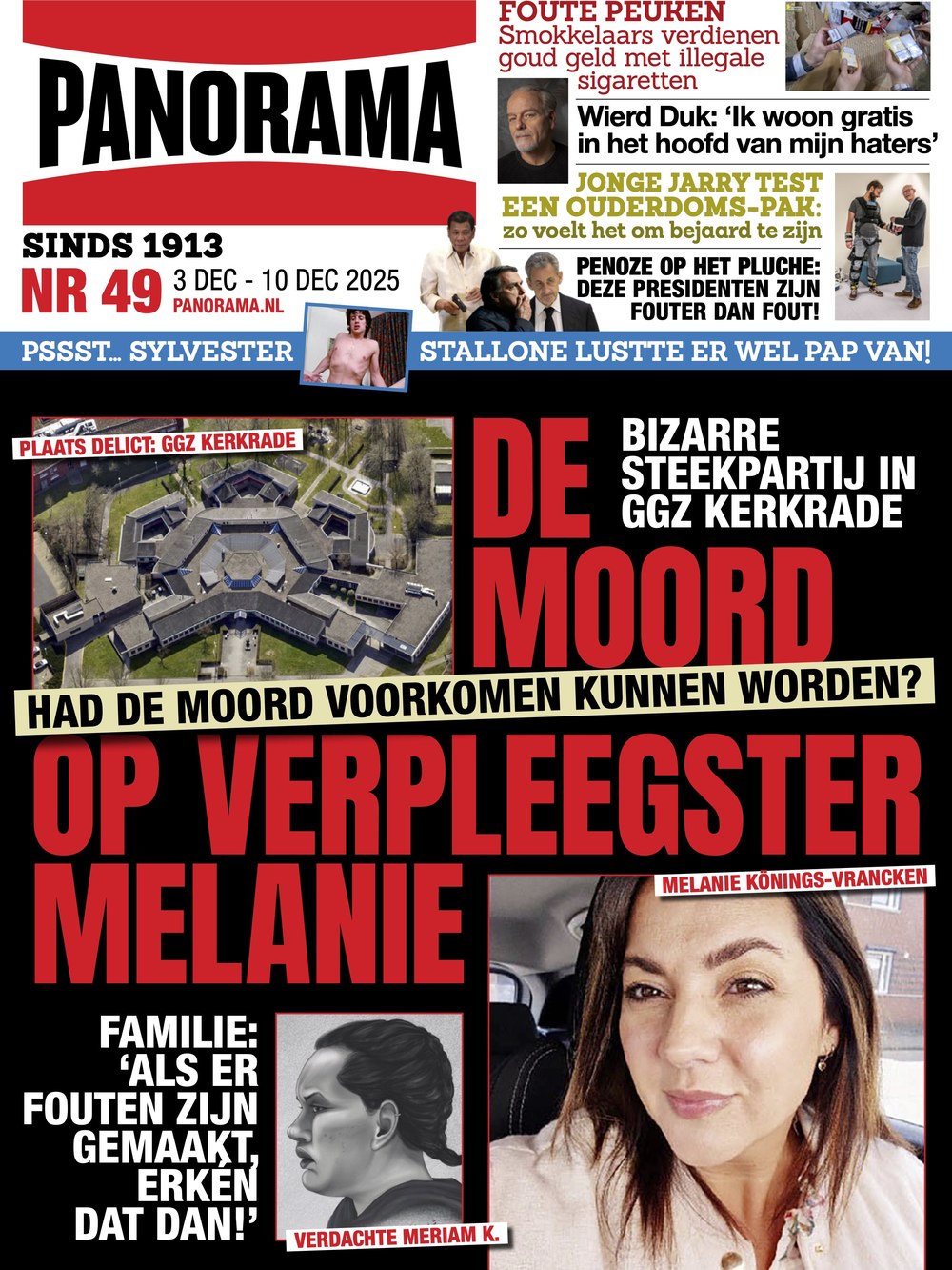 Panorama Lehti Alankomaat 2025-49 Melanie Konings-Vrancken Sylvester Stallone Wierd Duk Alkuperäinen painos